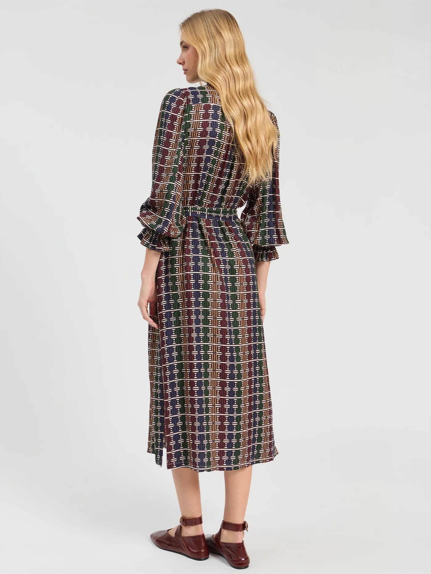 Geo Circle Stripe Midi Dress - Multicolor