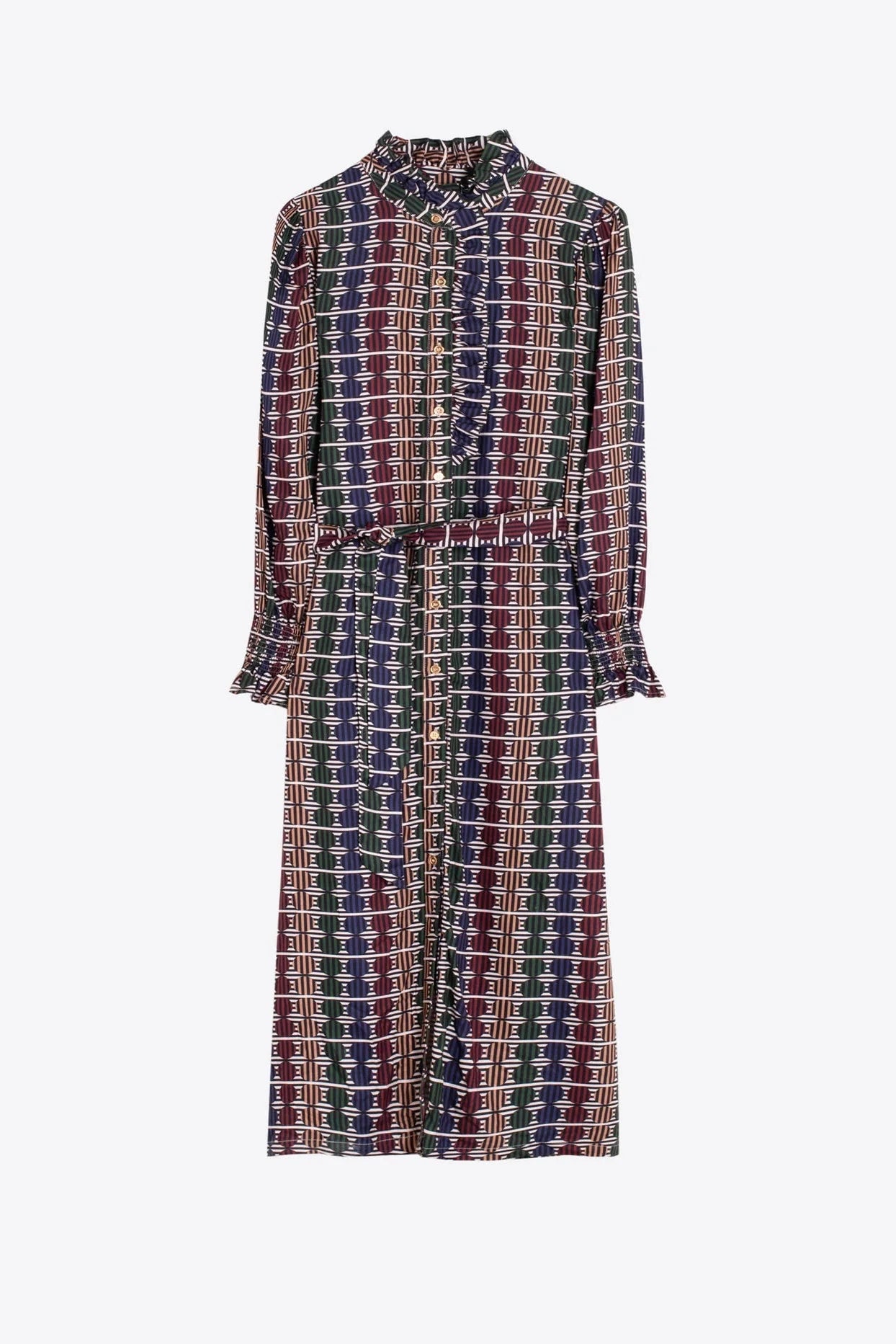 Geo Circle Stripe Midi Dress - Multicolor