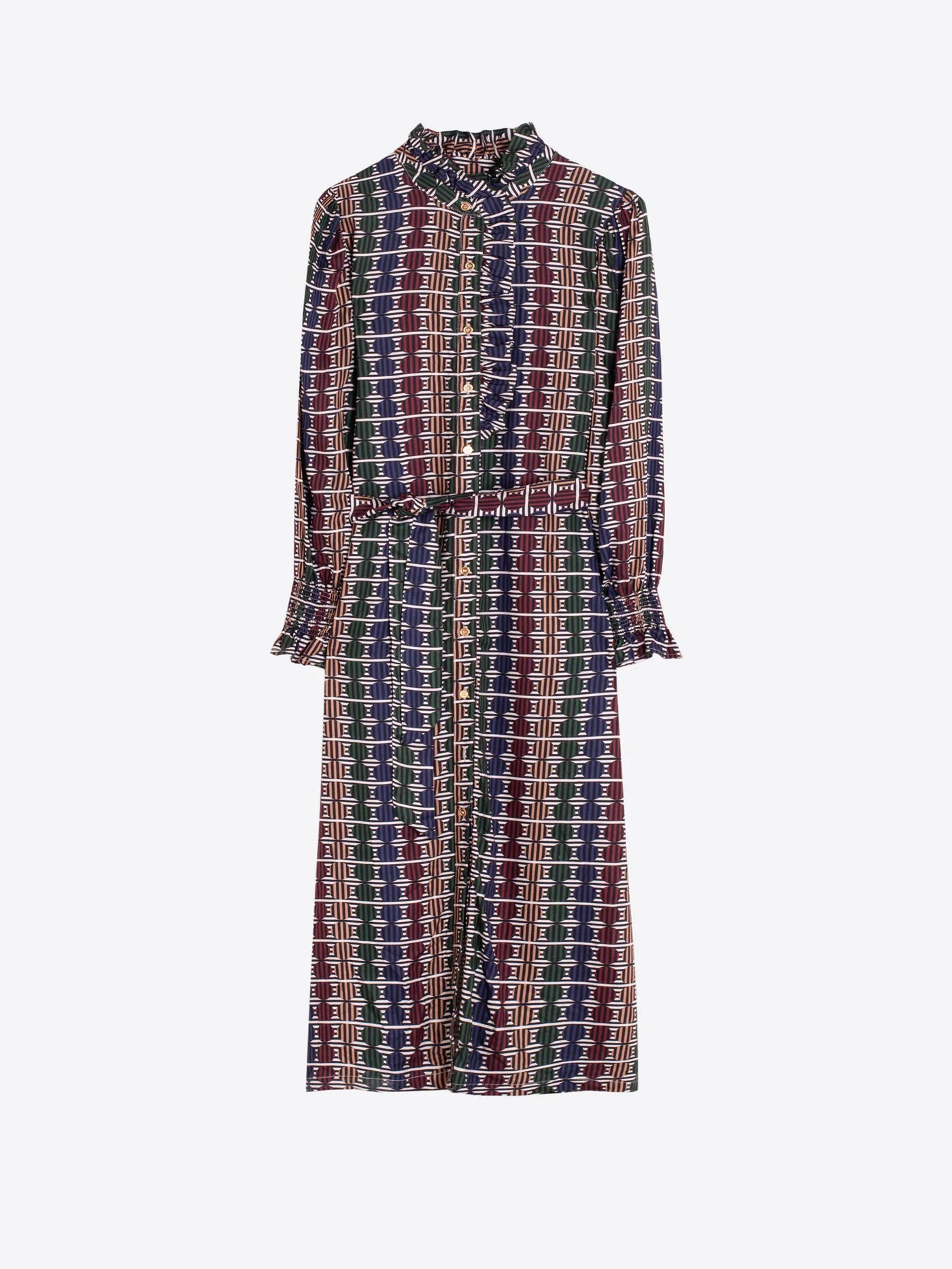Geo Circle Stripe Midi Dress - Multicolor