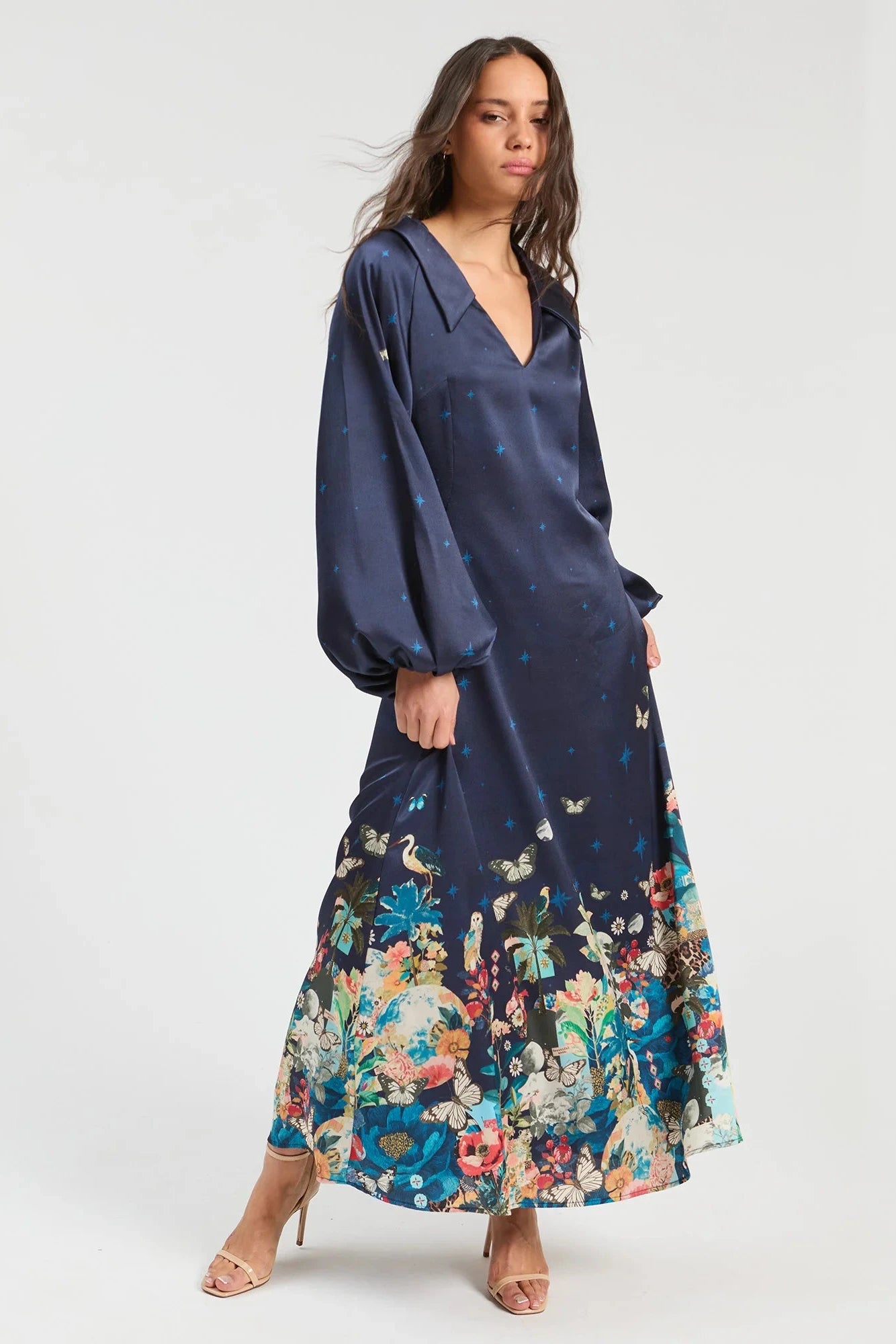 34175 Navy Blue Floral Maxi