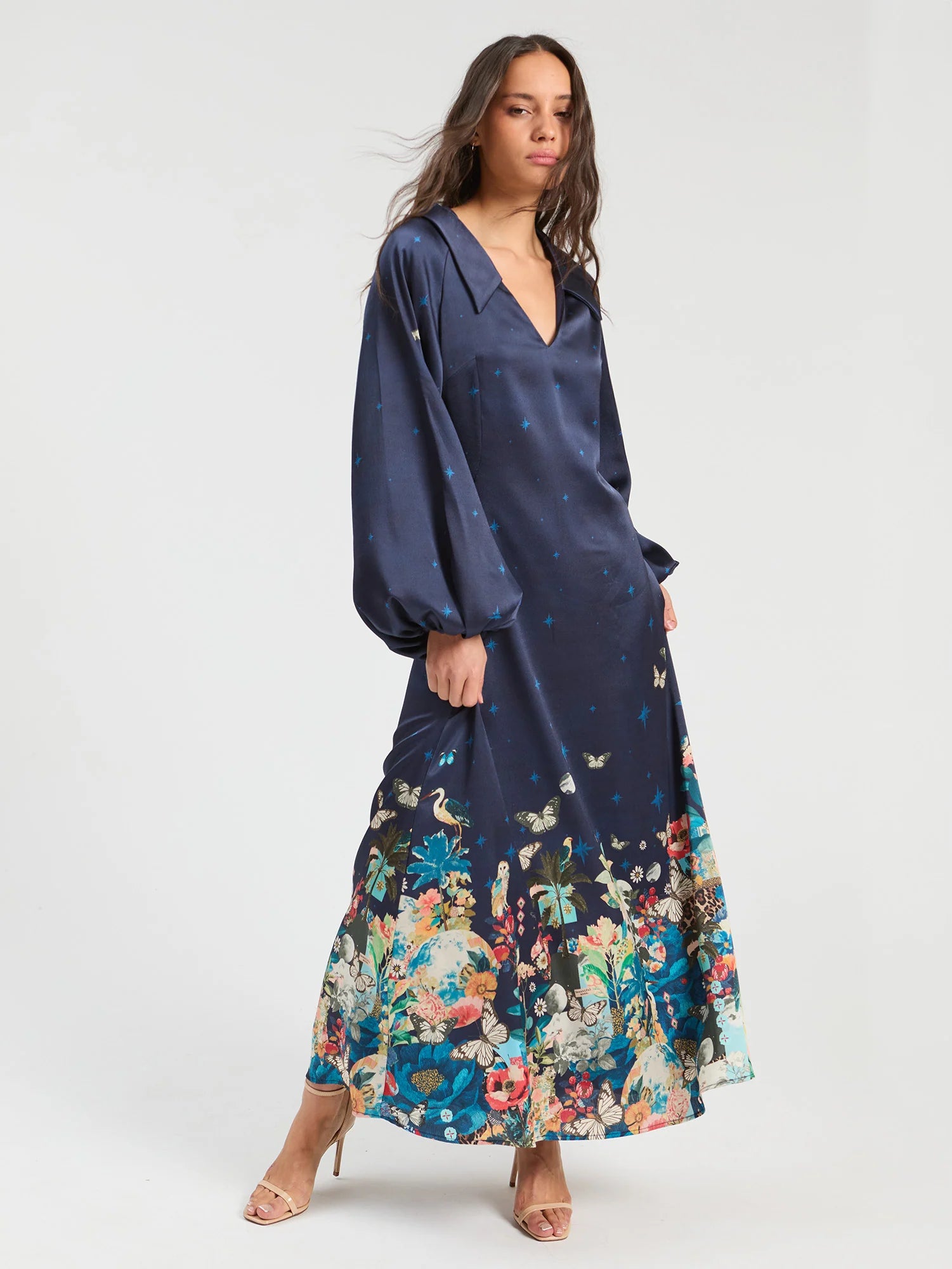 34175 Navy Blue Floral Maxi