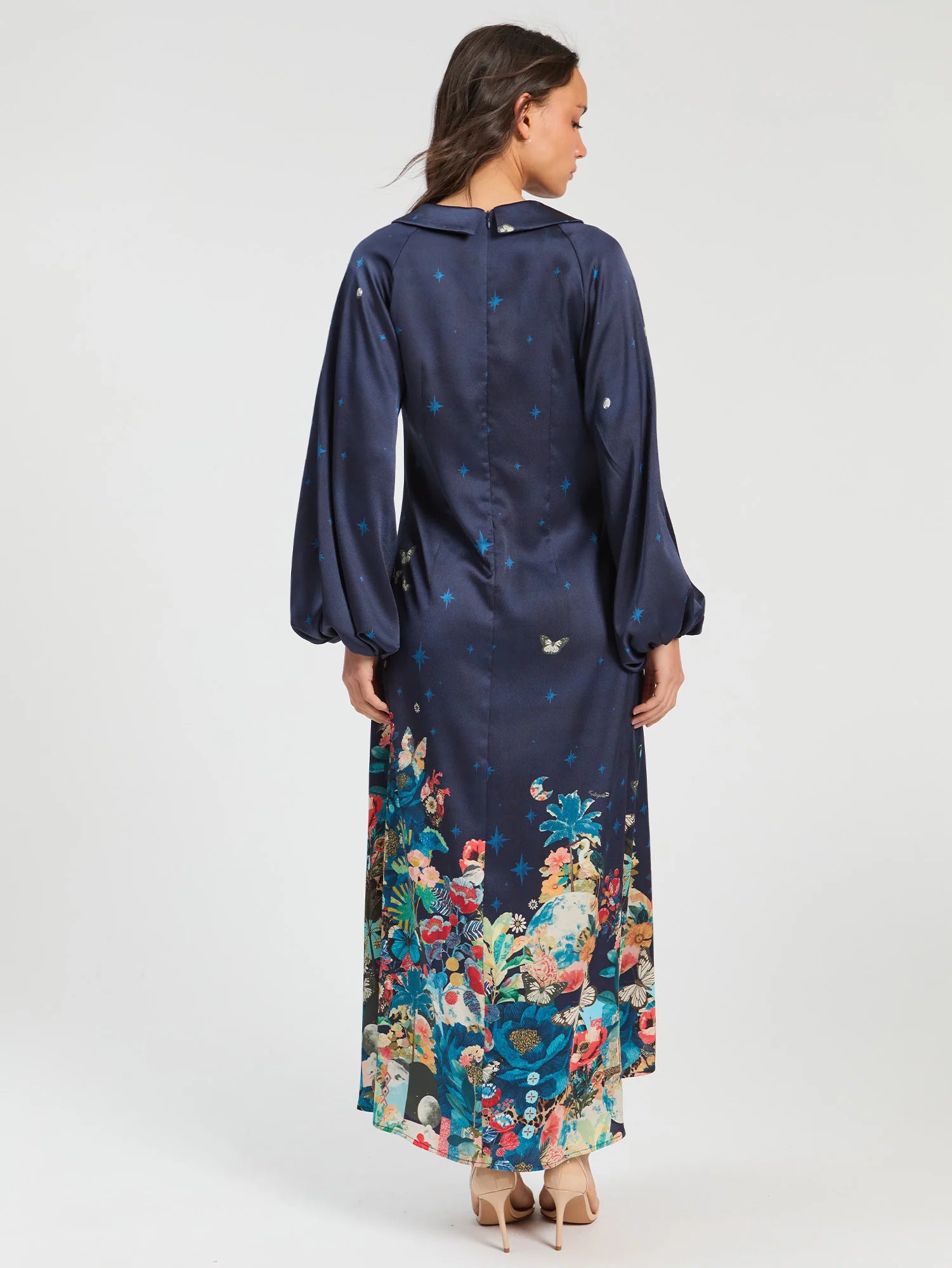 34175 Navy Blue Floral Maxi