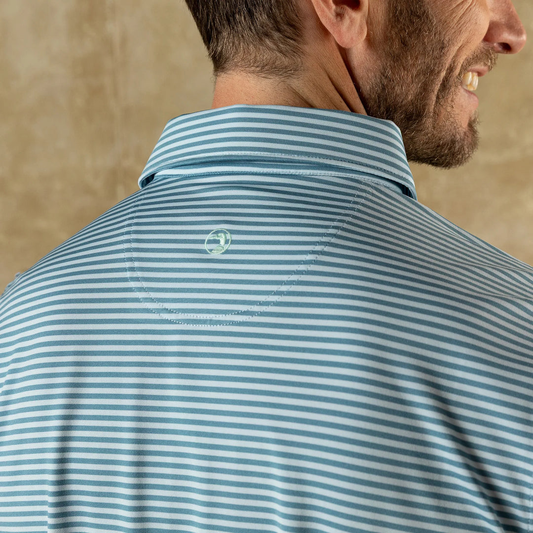Long Drive Perf. Polo-Winsdor Stripe-Sunwashed Blue