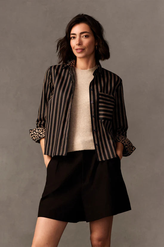 Jodie Animal Border Shirt - Black/Almond