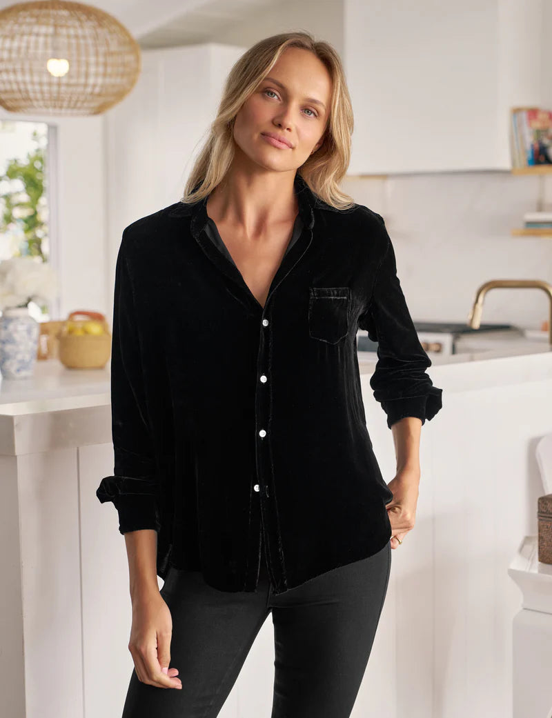 Eileen Velvet Tuscany Velvet Set Top-Black