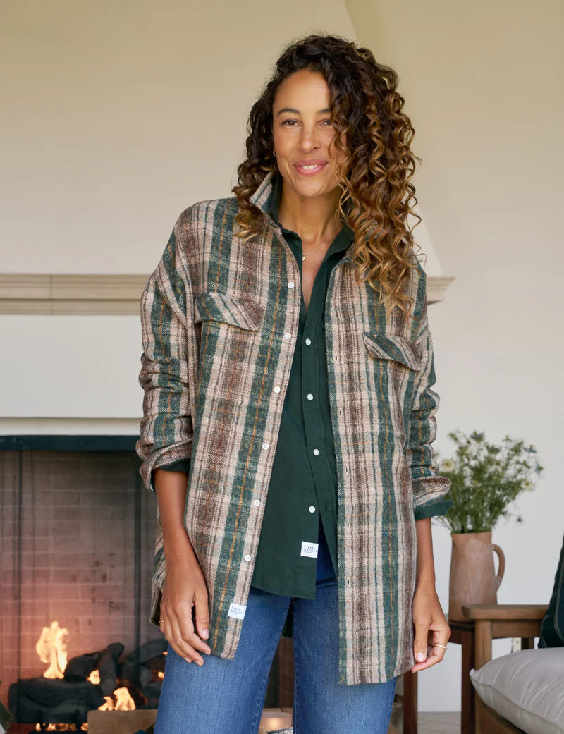 McLoghlin Utility Shirt in Green/Brown/Sand Plaid