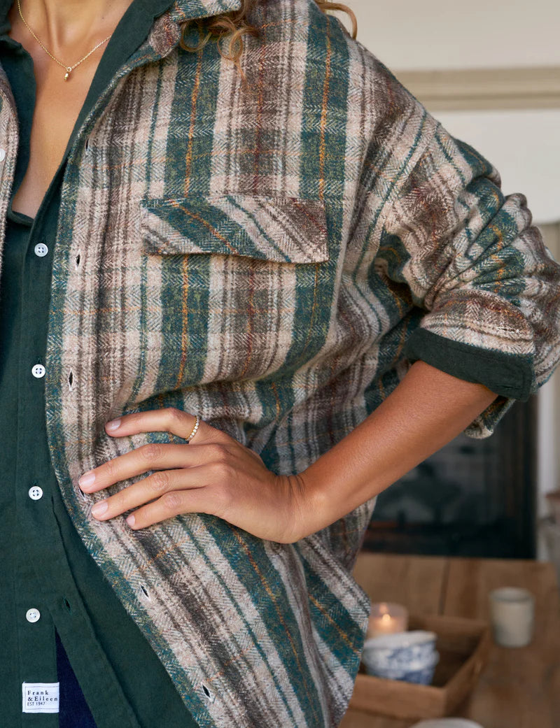 McLoghlin Utility Shirt in Green/Brown/Sand Plaid