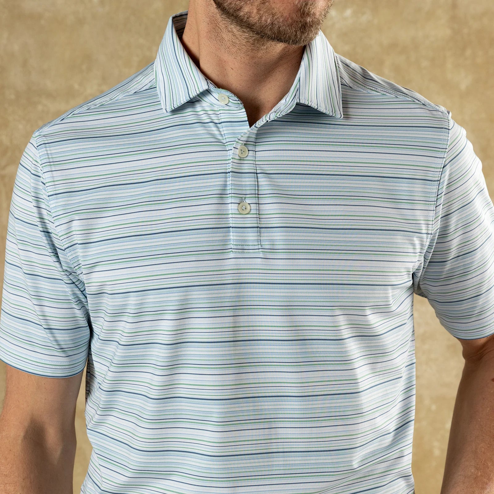 Long Drive Perf. Polo-Neil Stripe-Serenity Blue
