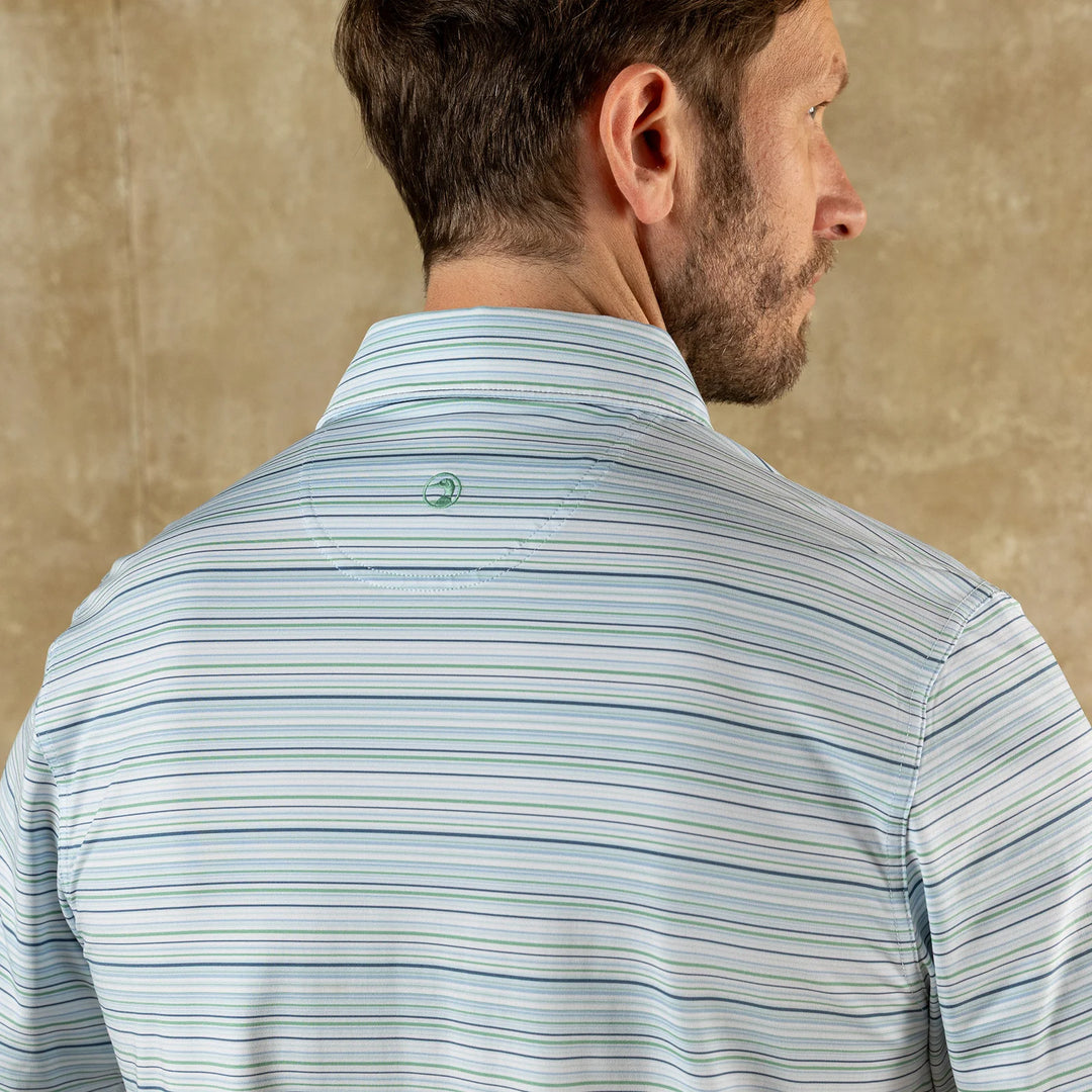 Long Drive Perf. Polo-Neil Stripe-Serenity Blue