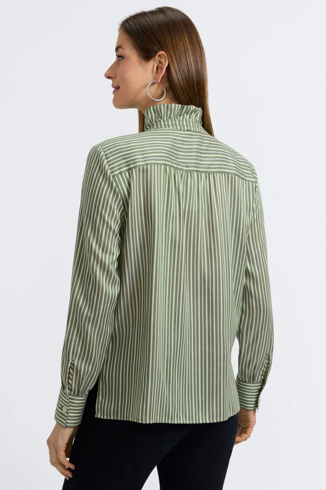 Sadie Mini Stripe L/S Shirt - Basil & Silver Birch Mini Stripe