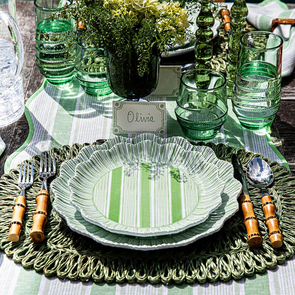 BMH - Cabana Stripe Melamine Dinner Plate Set/4