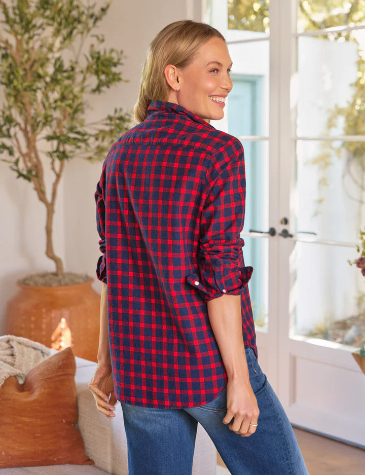Eileen Relaxed Button-Up Shirt -Red/Navy Plaid