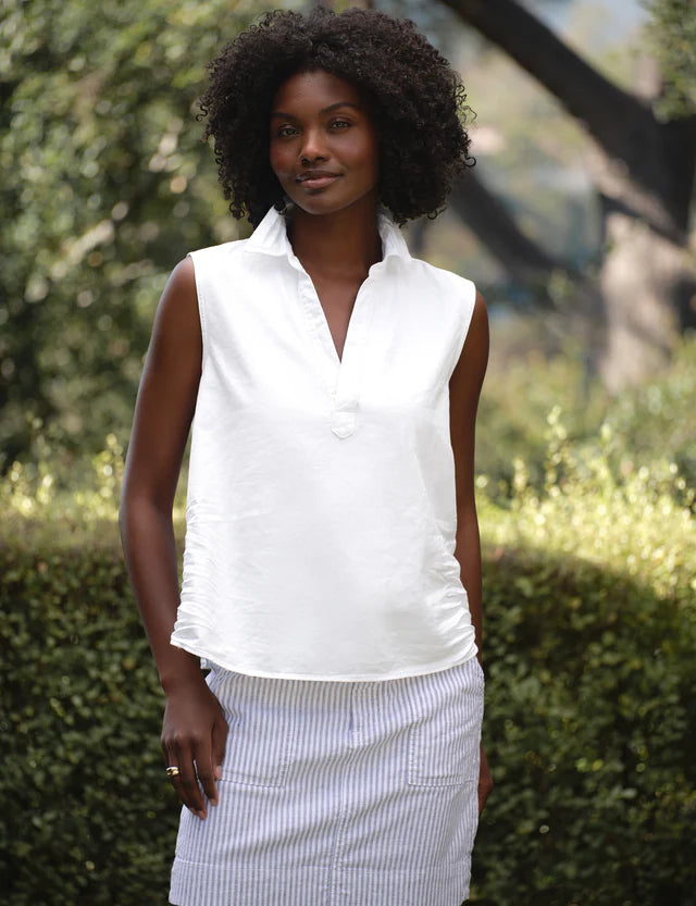 Olivia Popover Collar Tank-White