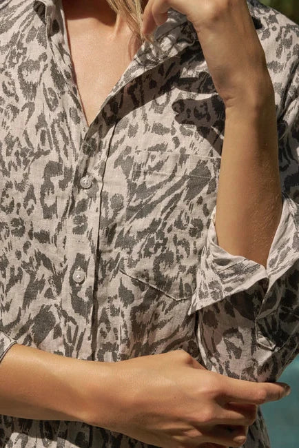 Rory Maxi Shirtdress - Glitter Animal Print