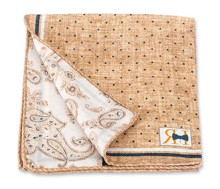 5658- Camel Dot/Paisley Pocket Square