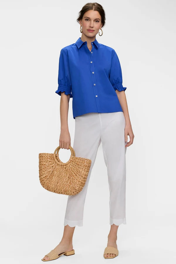 Elaine Scallop Hem Capri - White