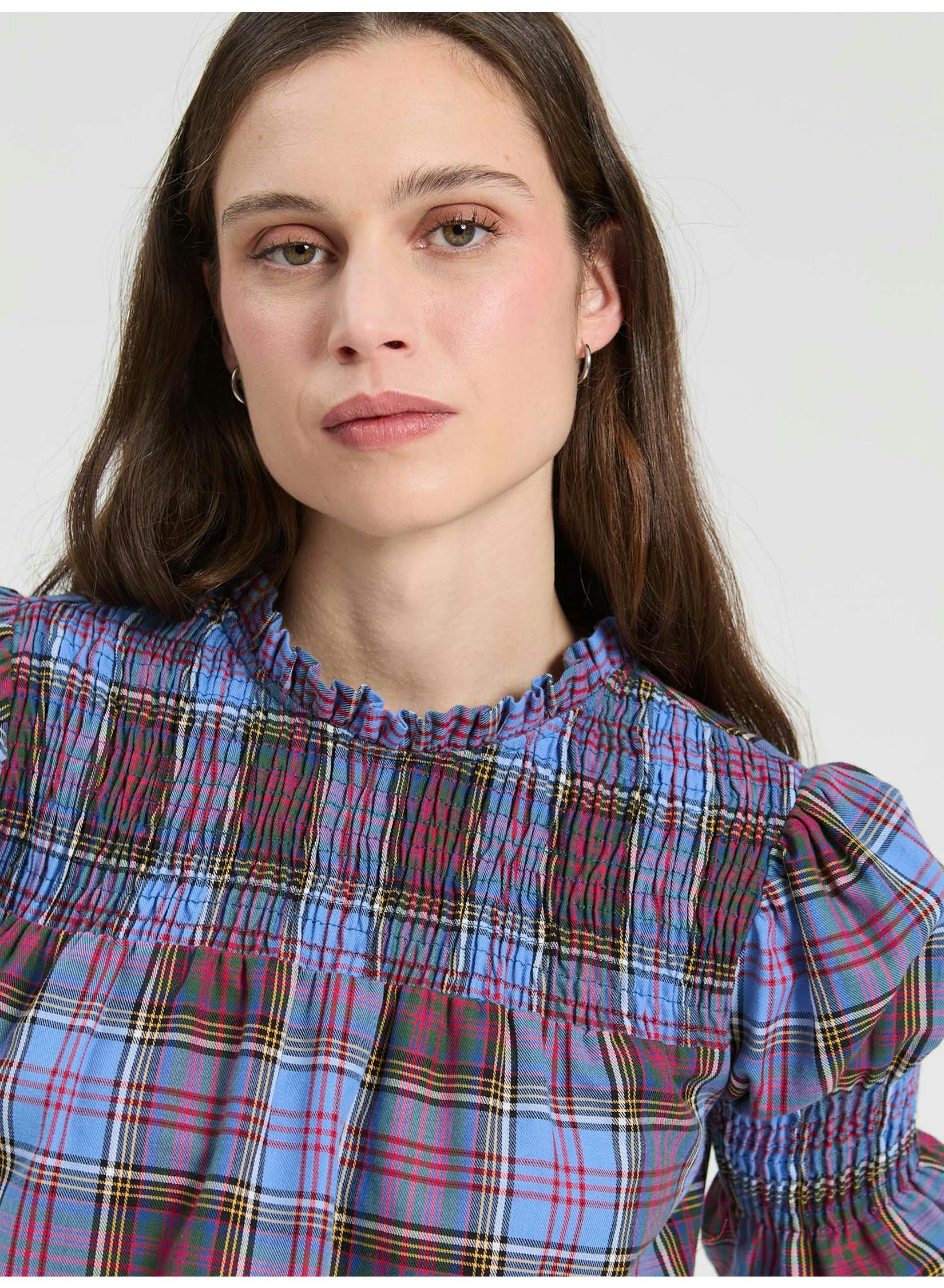 Senna Blue Tartan Top