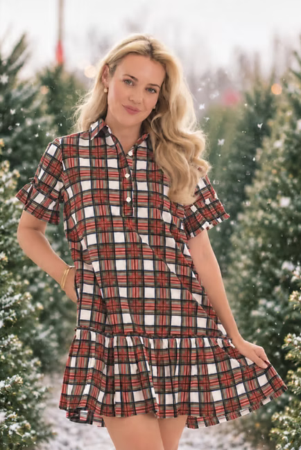 Crew Tartan Dress - Tidings Plaid