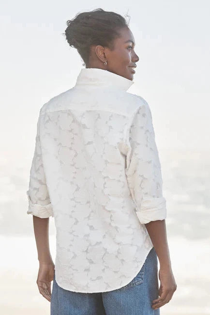 Eileen Relaxed Button-Up - Textured Natural Flowers