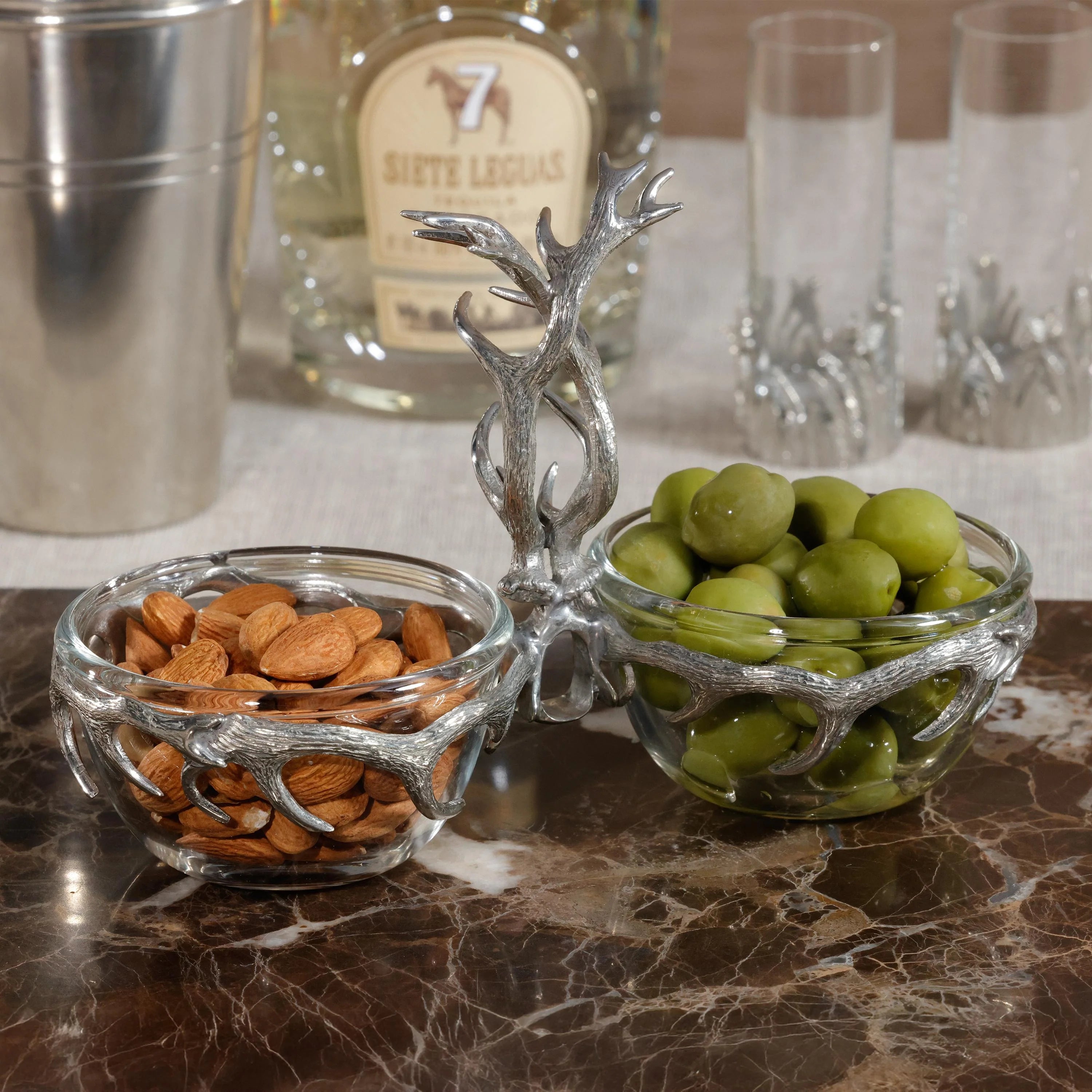 BMH - Zodax Pewter Antler Condiment Set