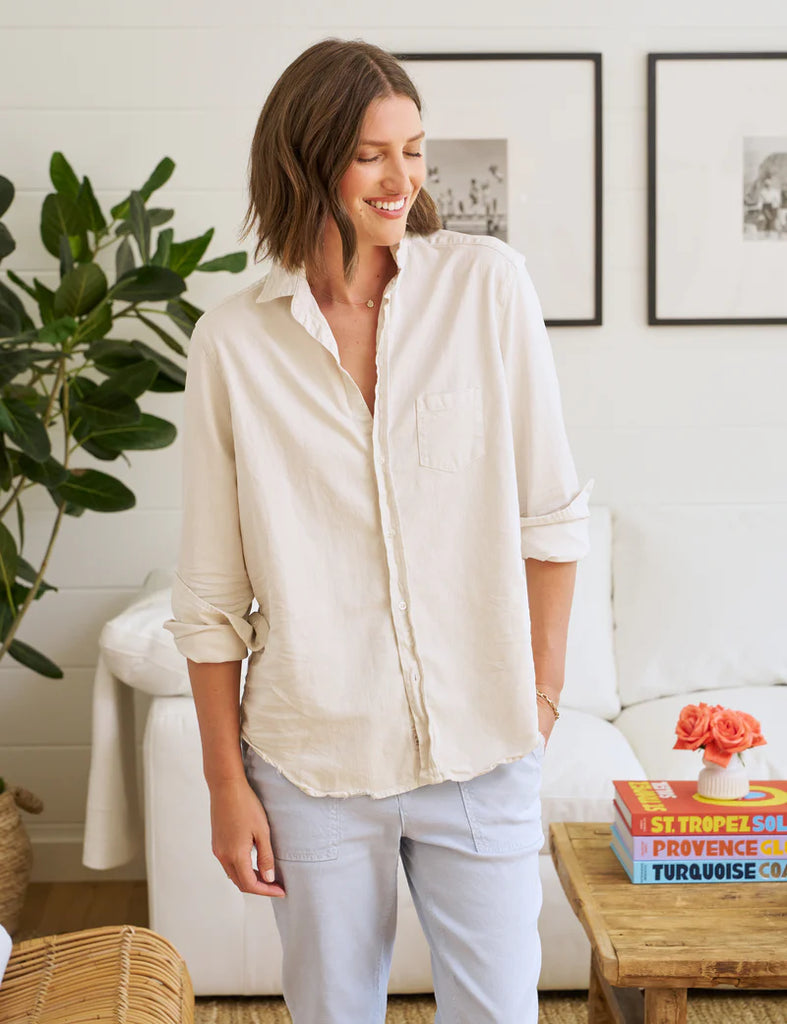 EILEEN Relaxed Button-Up Shirt  In Vintage White Famous denim