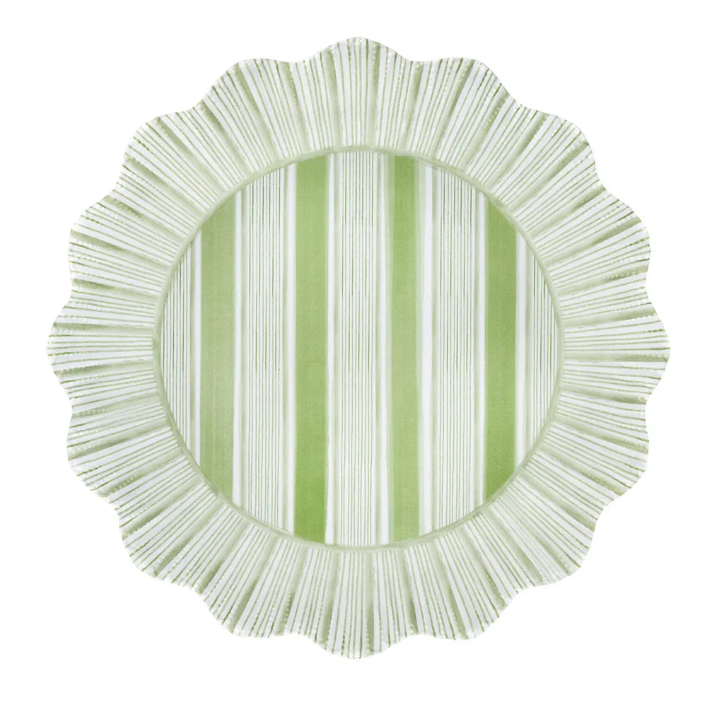 BMH - Green Cabana Stripe Melamine Dinner Plate Set/4 (1)