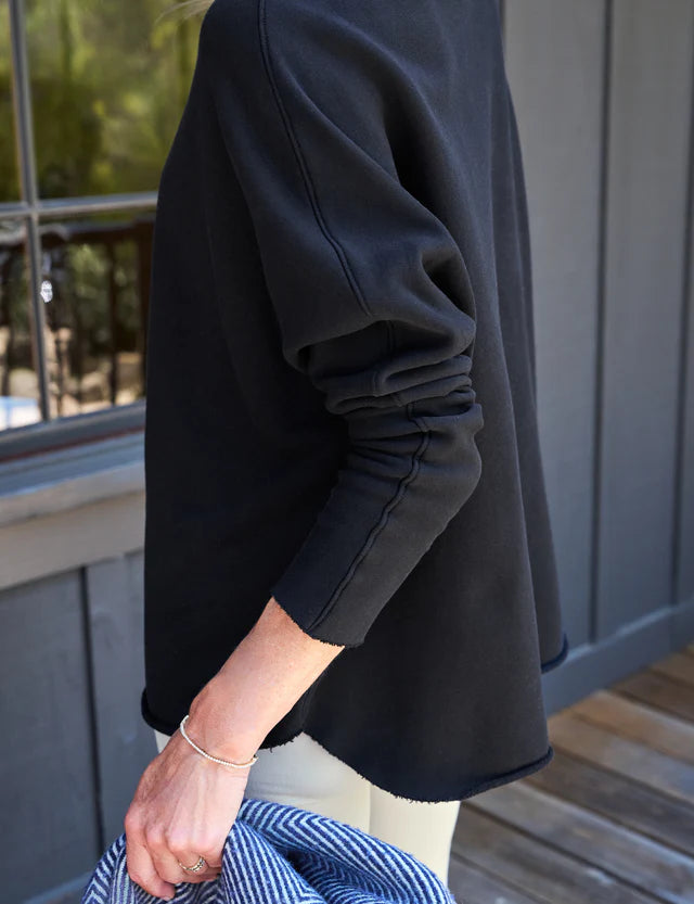 Effie Long-Sleeve Funnel Neck Capelet - Black