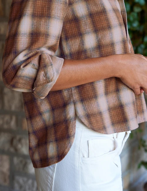 Silvio Untuckable Button-Up - Multi Brown Plaid