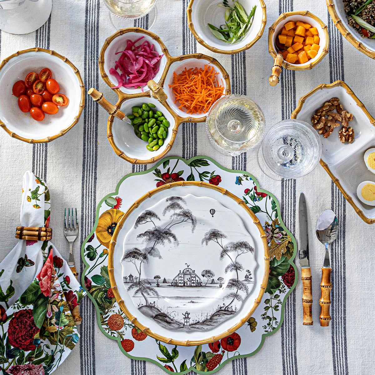 BMH - Bamboo Triple Bowl Server