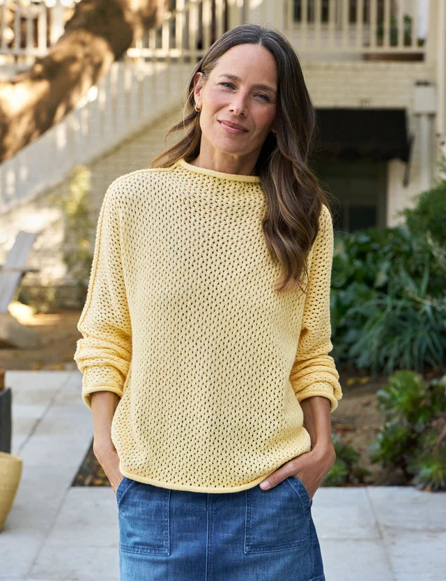 Monterey Pointelle Sweater-Lemon