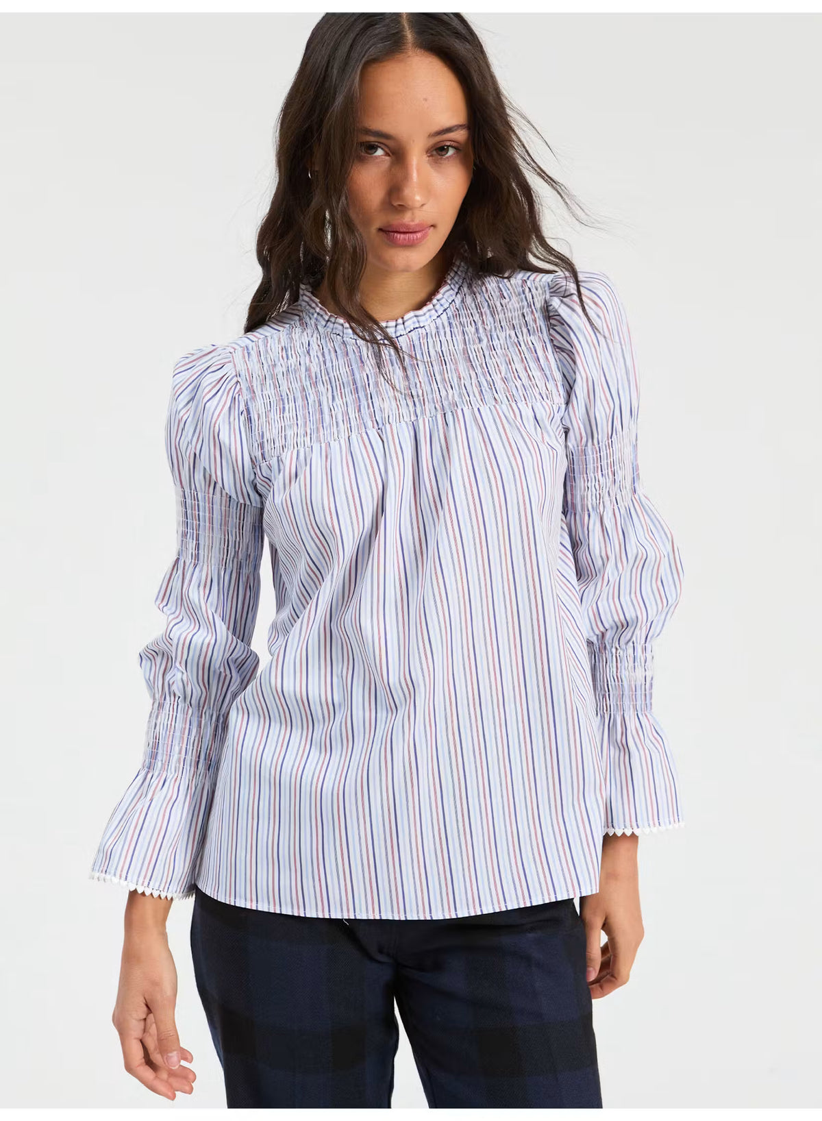 Senna Red & Blue Striped Shirt