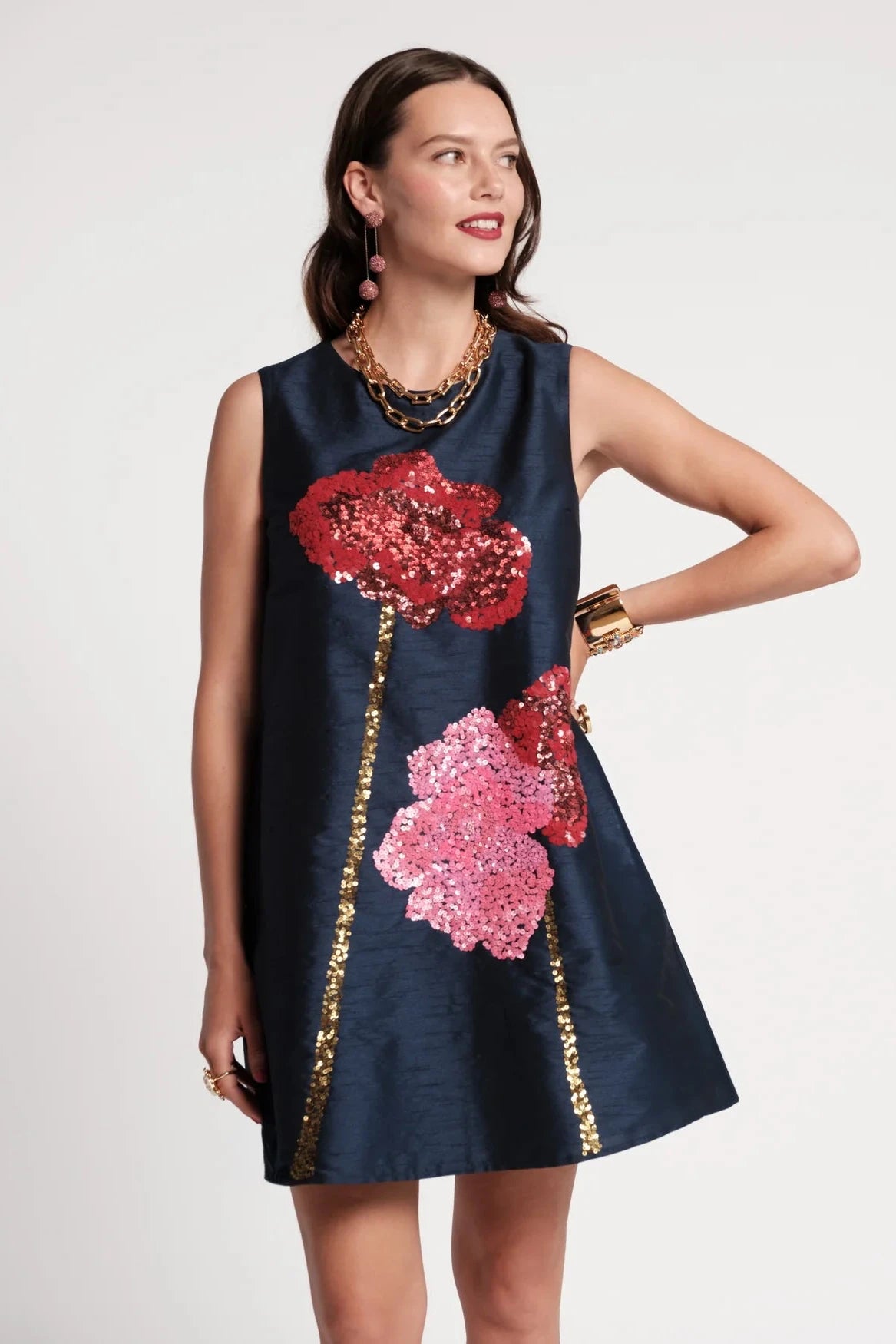 Alice Shift Dress-Navy/Multi
