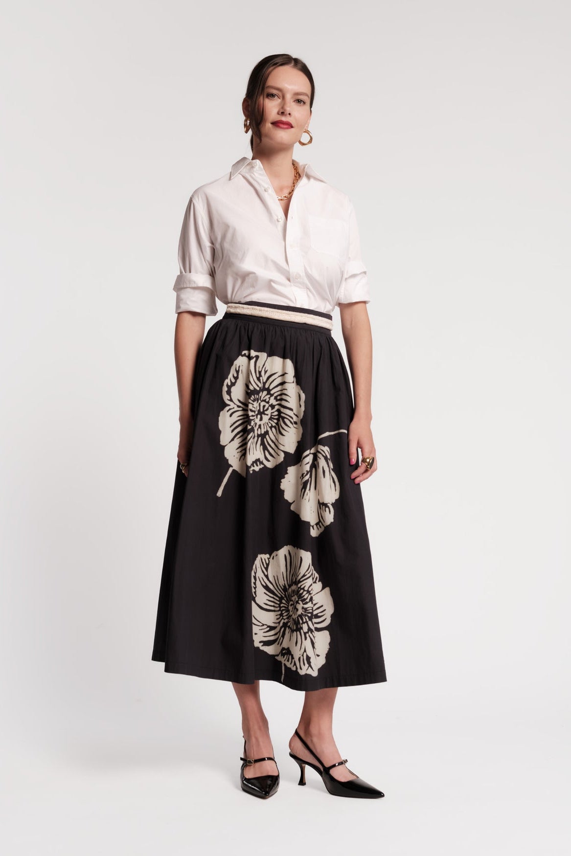 Phoebe Midi Skirt-Navy/Multi