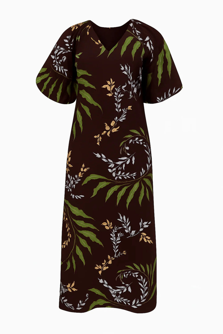 Allie Midi Dress- Black Frond