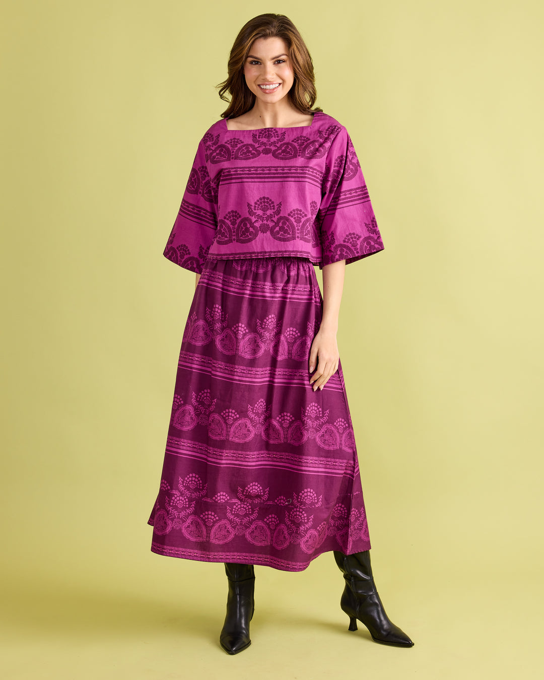 Angie Top - Garden Motif Violet
