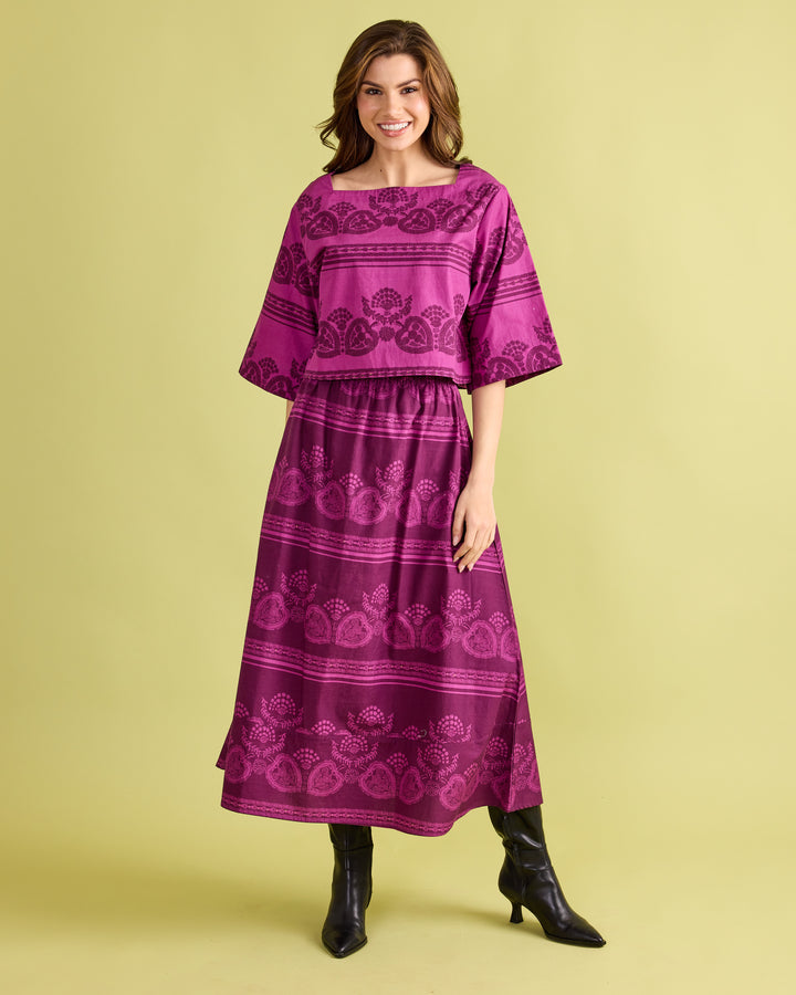 Marisol Skirt - Garden Motif Violet