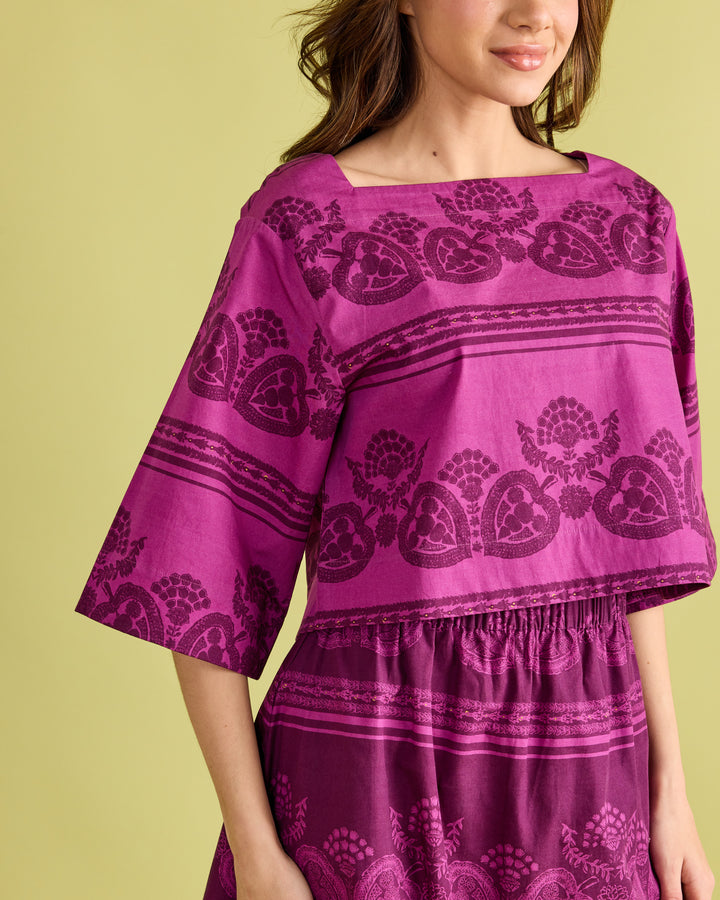 Angie Top - Garden Motif Violet