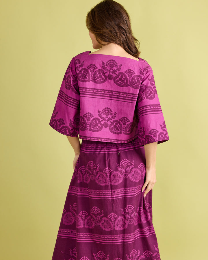 Angie Top - Garden Motif Violet