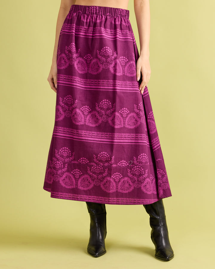 Marisol Skirt - Garden Motif Violet