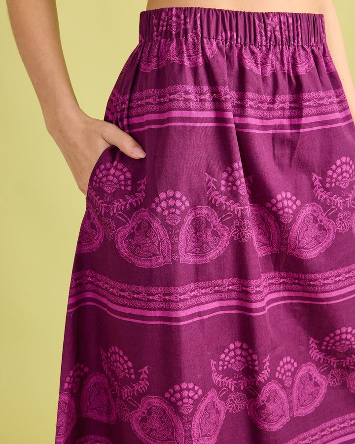 Marisol Skirt - Garden Motif Violet