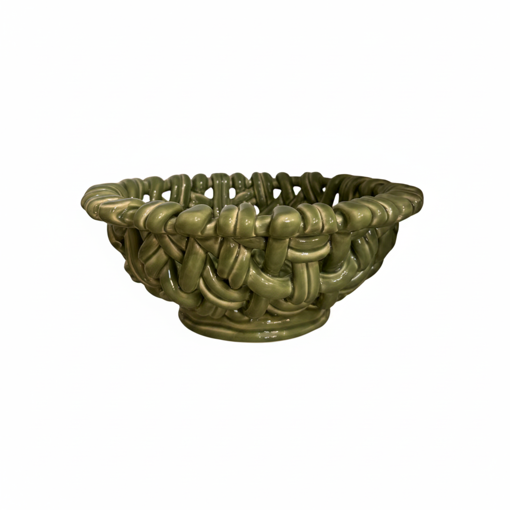 BMH - Green Basket Weave Bowl