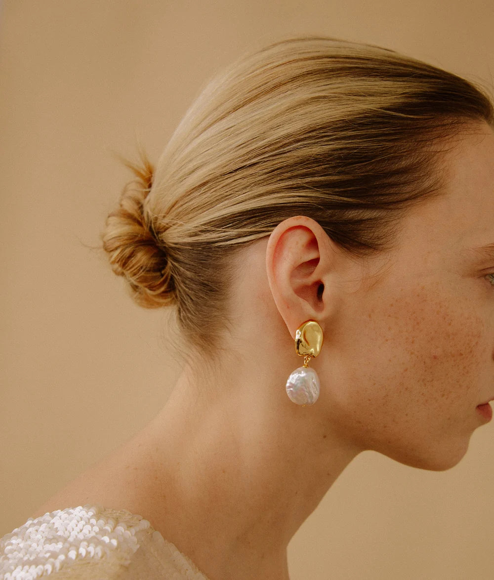 Coin Reflection Earrings in Gold
