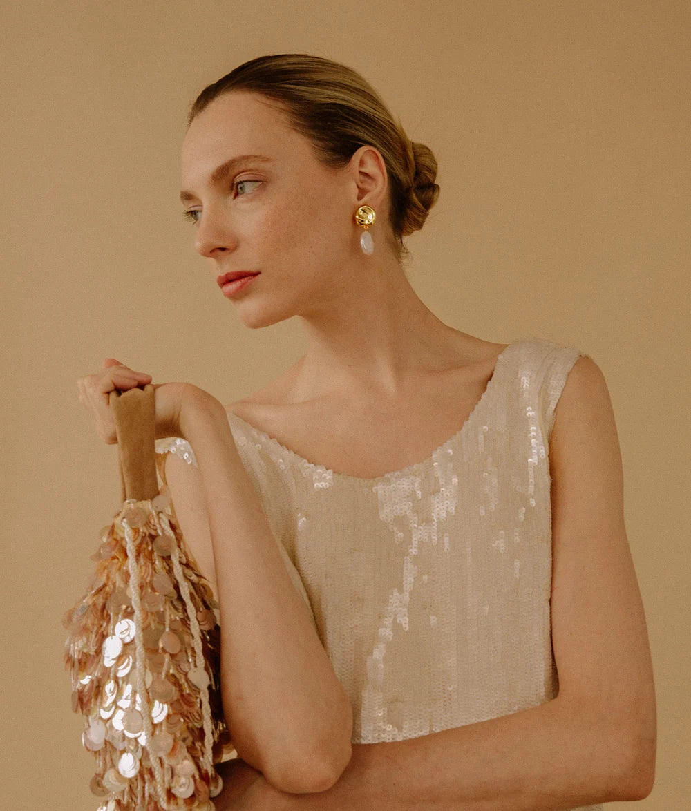 Coin Reflection Earrings in Gold