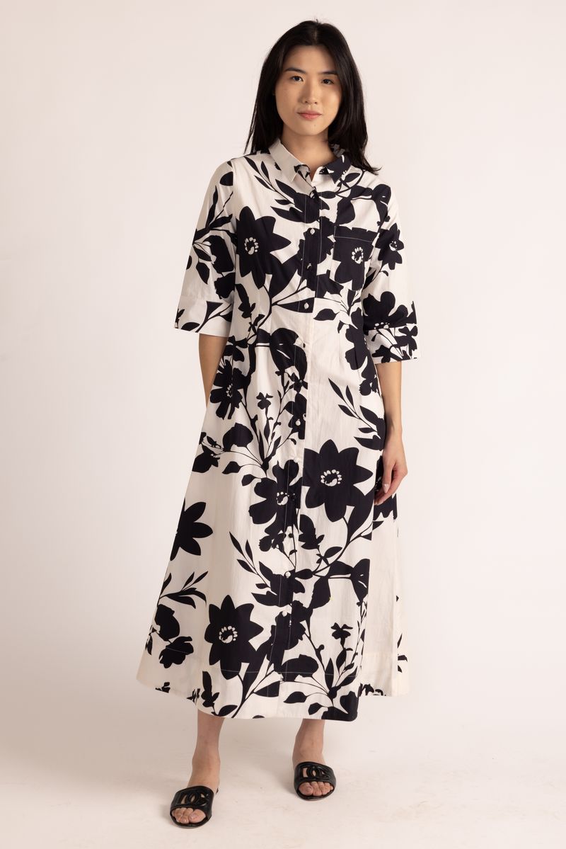 Justine Dress - Black Cream Floral