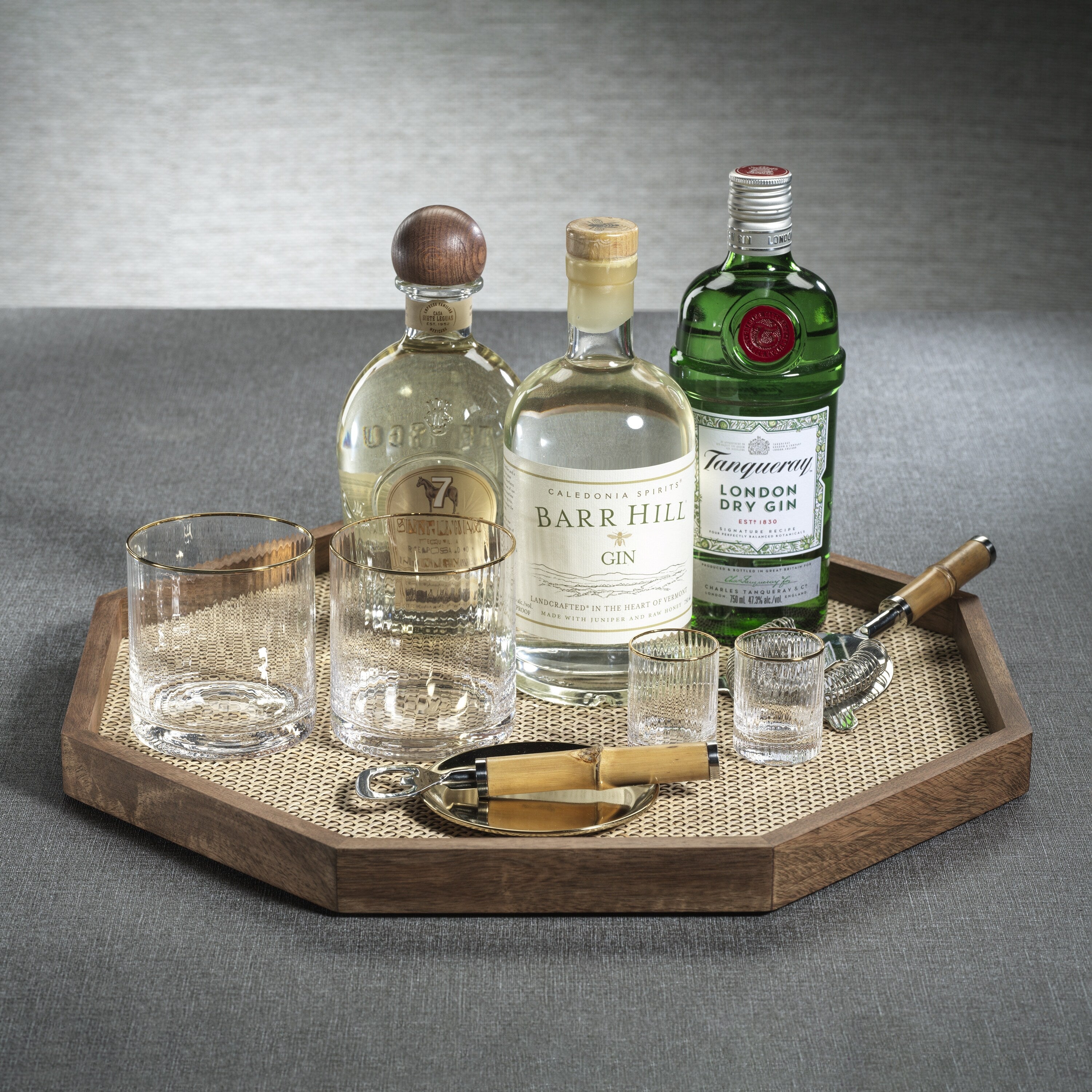 BMH - Wood/Rattan Octagonal Tray