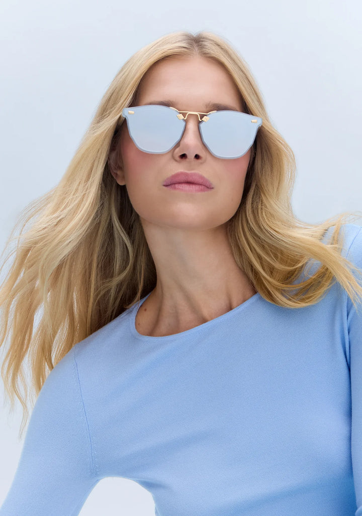 BEAU NYLON | Powder Blue 18K Mirrored Sunglasses