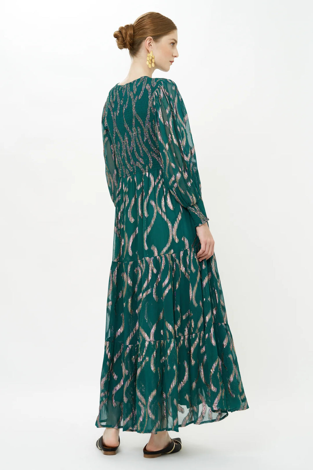 Smocked Top Maxi Dress in Borealis Jade