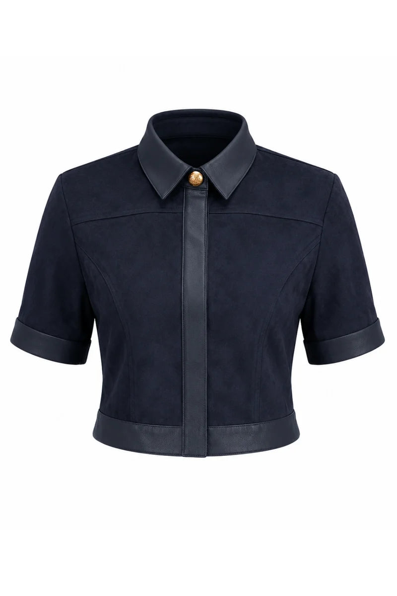 Boston Top - Navy Suede