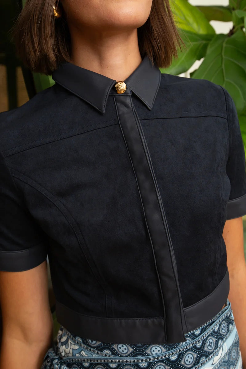 Boston Top - Navy Suede