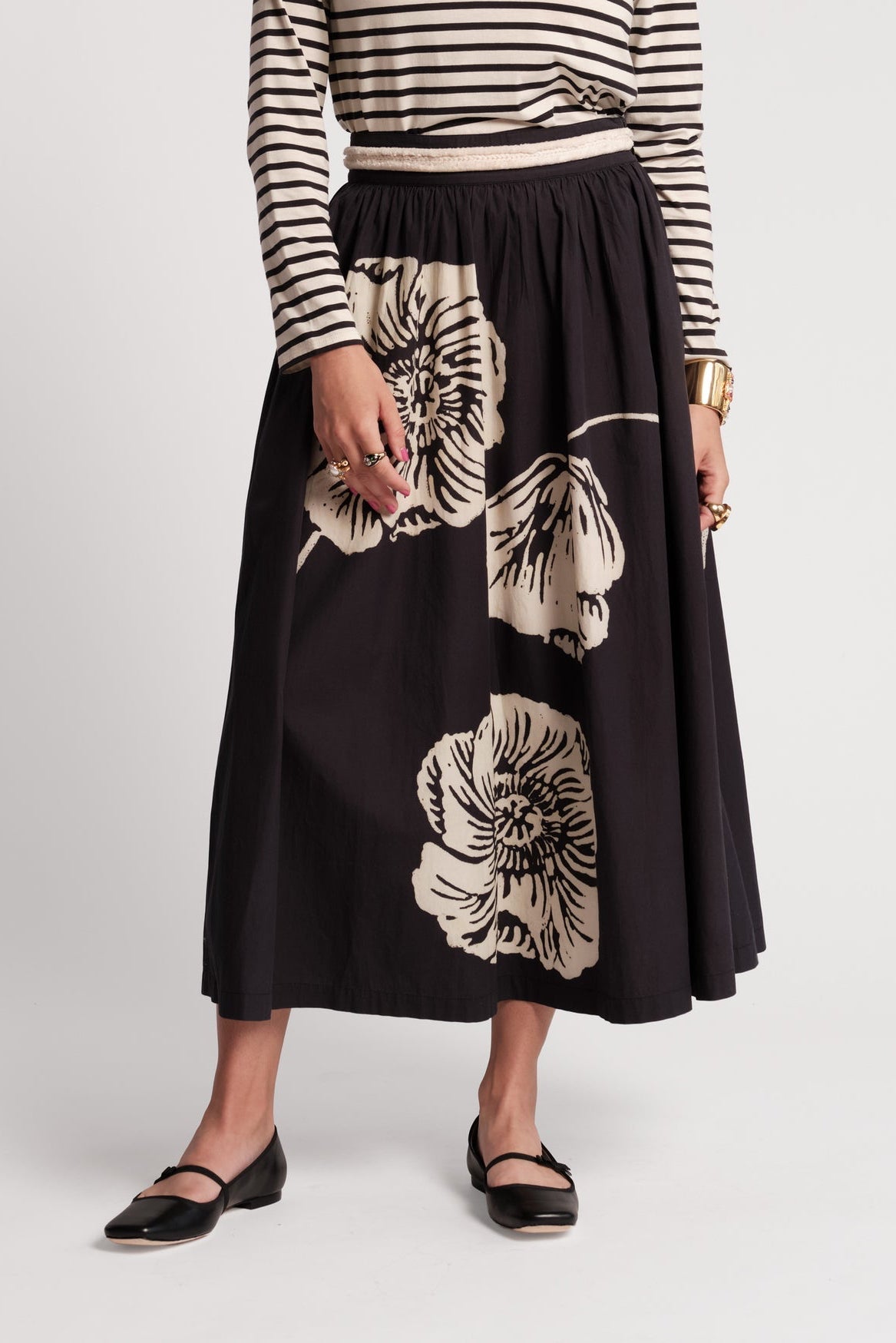 Phoebe Midi Skirt-Navy/Multi